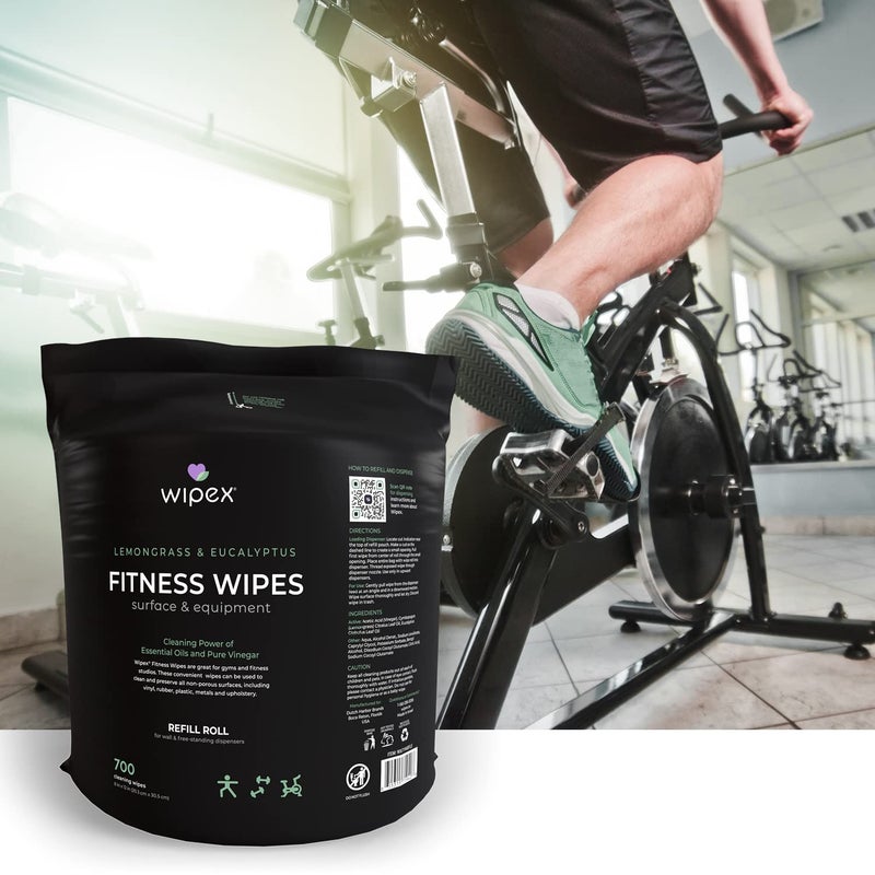 Wipex Gym Wipes for Equipment Cleaning - 700 Large 8"x12" Natural Fitness Wipes Refills for Dispensers - Made with Lemongrass, Eucalyptus Oil & Vinegar, Bulk Surface Multipurpose (1 Pack) - Image 3